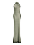 Ralph Lauren Collection Halter Neck Sleeveless Maxi Dress — Green — Size XS — Front View