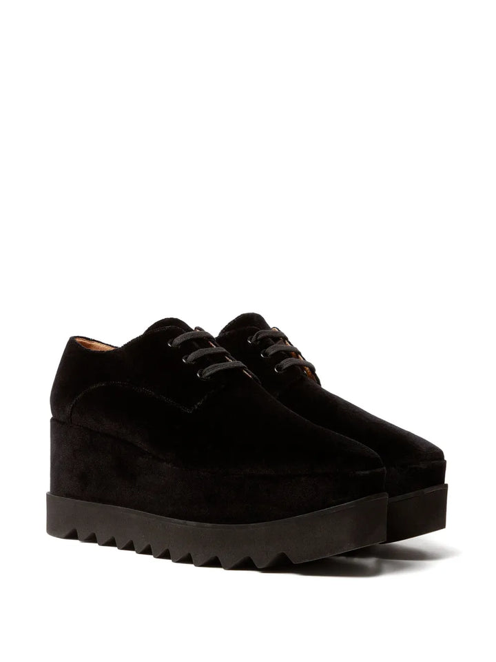 Stella McCartney 55Mm Elyse Velvet Platform Lace-Up — Black — Size US M 3.5 - US W 5 — Side View
