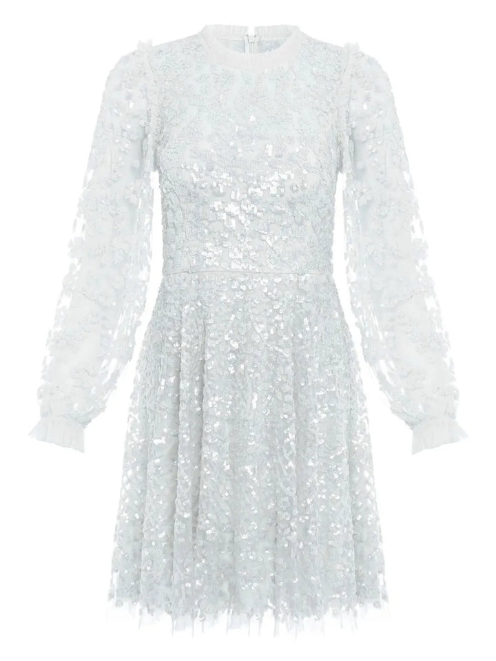 Needle Thread Seren Sequin Embellished Floral Dress — Blue — Size XXL — Front View