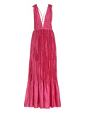 Simkhai Ostara Pleated Maxi Dress — Pink — Size XS — Front View
