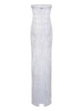 Santa Brands Rhinestone Mesh Maxi Dress — White — Size XS — Front View