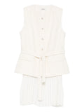 Sandro Sequin Embellished Pleated Mini Dress — White — Size S — Front View