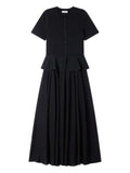 Sandro Button Fitted Knitted Dress — Black/ Red — Size S — Front View