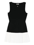 Sandro Ruffled Pleated Midi Dress — Black/ White — Size XS — Front View