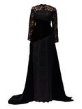 Tha Seen Lace Panel Maxi Dress — Black — Size L — Front View