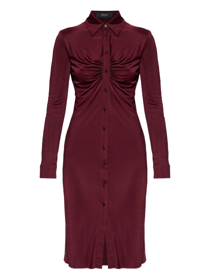 Versace Gathered Detail Mini Dress — Red — Size XXL — Front View