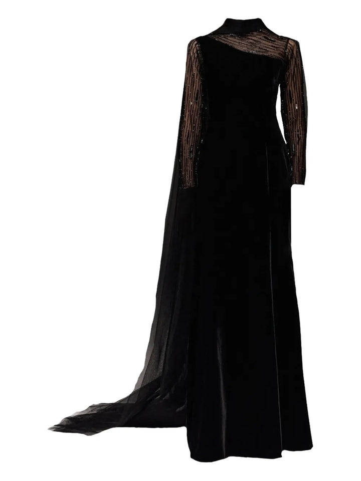 Tha Seen Sequin Embellishment Maxi Dress — Black — Size XS — Front View