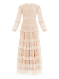 Needle Thread Blossom Laced Ruffled Midi Dress — Red — Size XS — Front View
