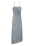 Alc Layla Pleated Maxi Dress — Blue — Size XS — Front View