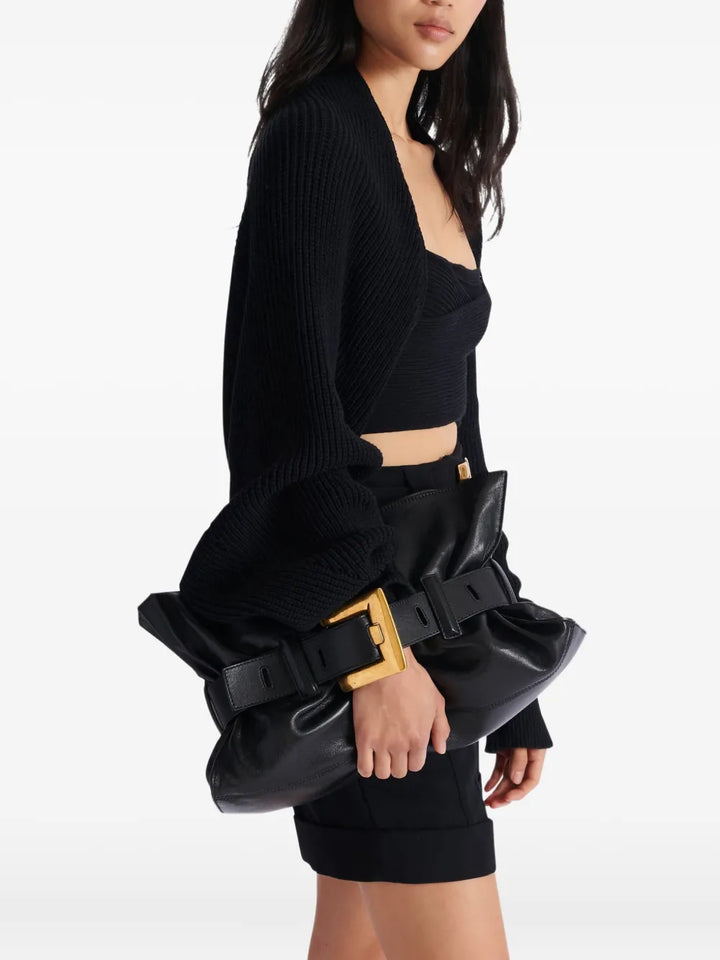 Balmain Medium Anthem Belt Detail Shoulder Bag — Same as shown — Size One Size — Side View