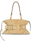 Balmain Anthem Suede Buckle Shoulder Bag — Same as shown — Size One Size — Front View