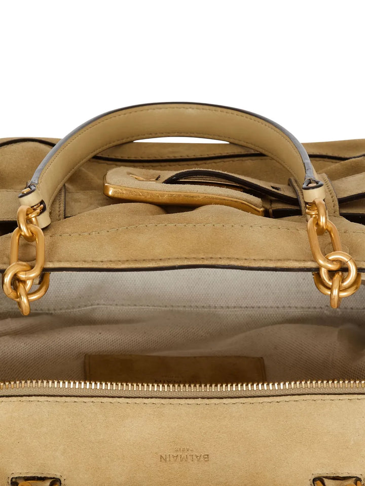 Balmain Anthem Suede Buckle Shoulder Bag — Same as shown — Size One Size — Top View
