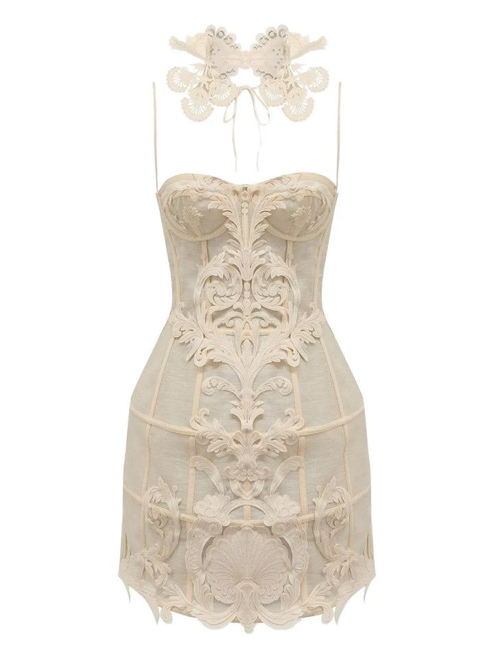 Zimmermann Rebellion Filigree Mini Dress — Cream — Size XL — Front View