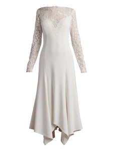 Tadashi Shoji Marzia Illusion Lace Long Sleeve Dress — Ivory — Size M — Front View