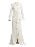 Tadashi Shoji Markum Long Sleeve Gown — Ivory — Size XS — Front View