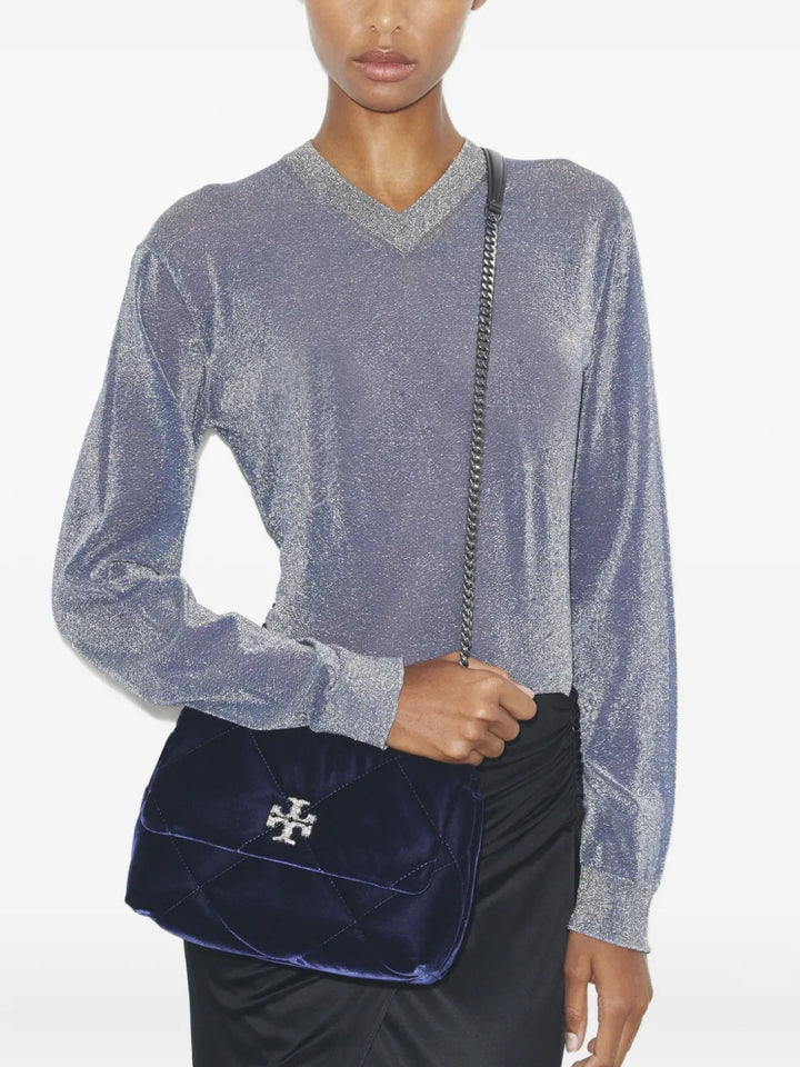 Tory Burch Small Kira Diamond Quilted Velvet Shoulder Bag — Same as shown — Size One Size — Side View