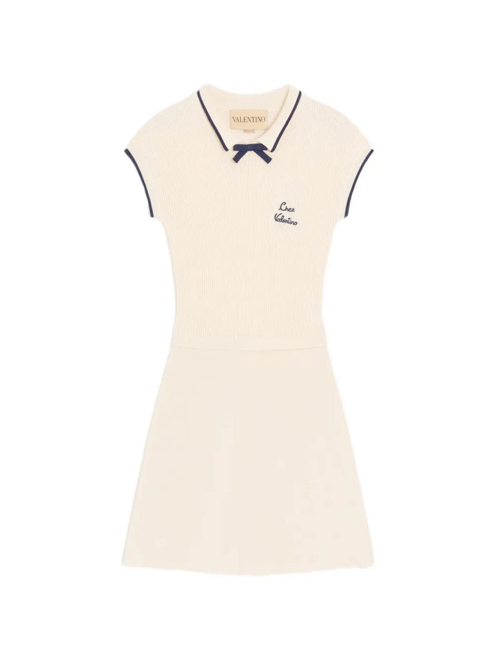 Valentino Garavani Bow Knitted Mini Dress — White — Size XS — Front View