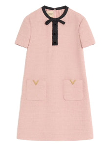 Valentino Garavani Bow Detail Mini Dress — Pink — Size XS — Front View