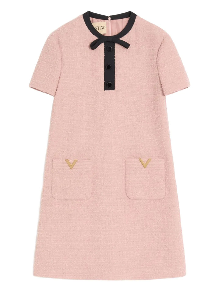 Valentino Garavani Bow Detail Mini Dress — Pink — Size XS — Front View