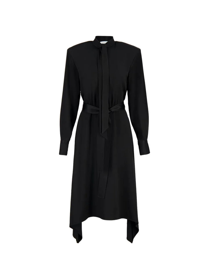 Stella Mccartney Tie Neck Midi Dress — Black — Size XS — Front View