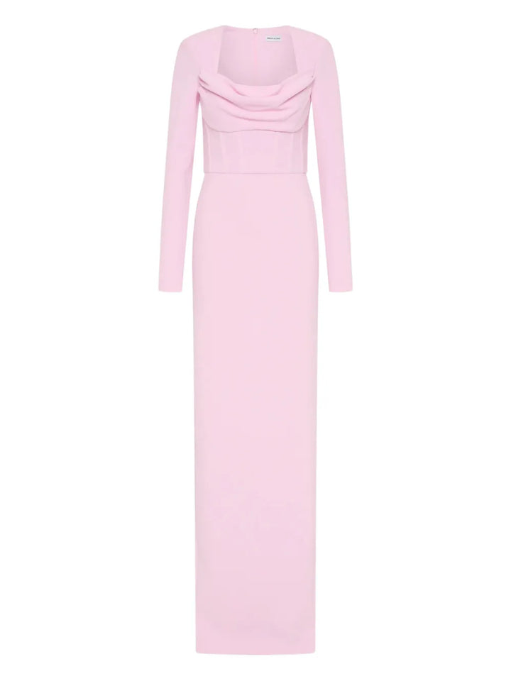 Rebecca Vallance Nemy Cowl Neck Long Sleeve Maxi Dress — Pink — Size XS — Front View