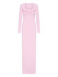 Rebecca Vallance Nemy Cowl Neck Long Sleeve Maxi Dress — Pink — Size XS — Front View