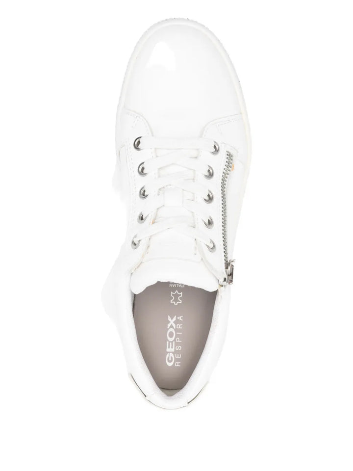 Geox Leelu Zip Embellished — White — Size US M 3.5 - US W 5 — Top View