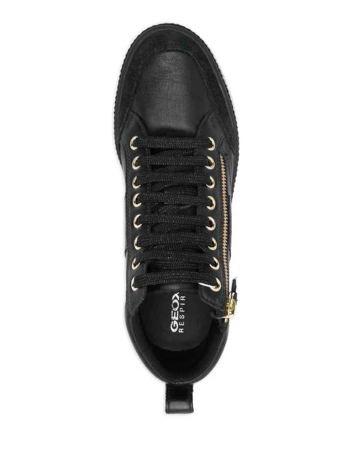 Geox Leelu Zip-Up Embellished — Black — Size US M 3.5 - US W 5 — Top View