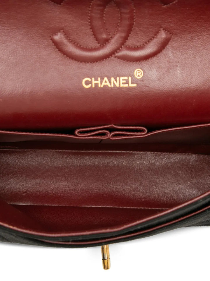 Chanel Pre Owned 1989 1991 Medium Classic Jersey Double Flap Shoulder Bag — Same as shown — Size One Size — Detail View