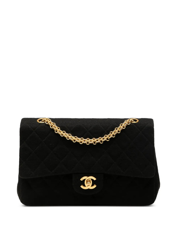 Chanel Pre Owned 1989 1991 Medium Classic Jersey Double Flap Shoulder Bag — Same as shown — Size One Size — Front View