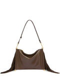Furla Xl Suede Fringing Shoulder Bag — Same as shown — Size One Size — Front View