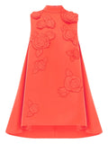 Leo Lin Fallon Floral Applique Mini Dress — Orange — Size S — Front View