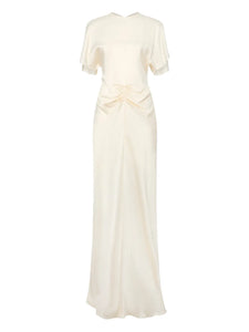 Victoria Beckham Gathered Maxi Dress — White/ Red — Size S — Front View