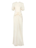Victoria Beckham Gathered Maxi Dress — White/ Red — Size S — Front View