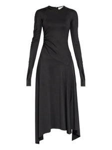 Victoria Beckham Asymmetric Hem Long Sleeved Midi Dress — Black — Size XS — Front View