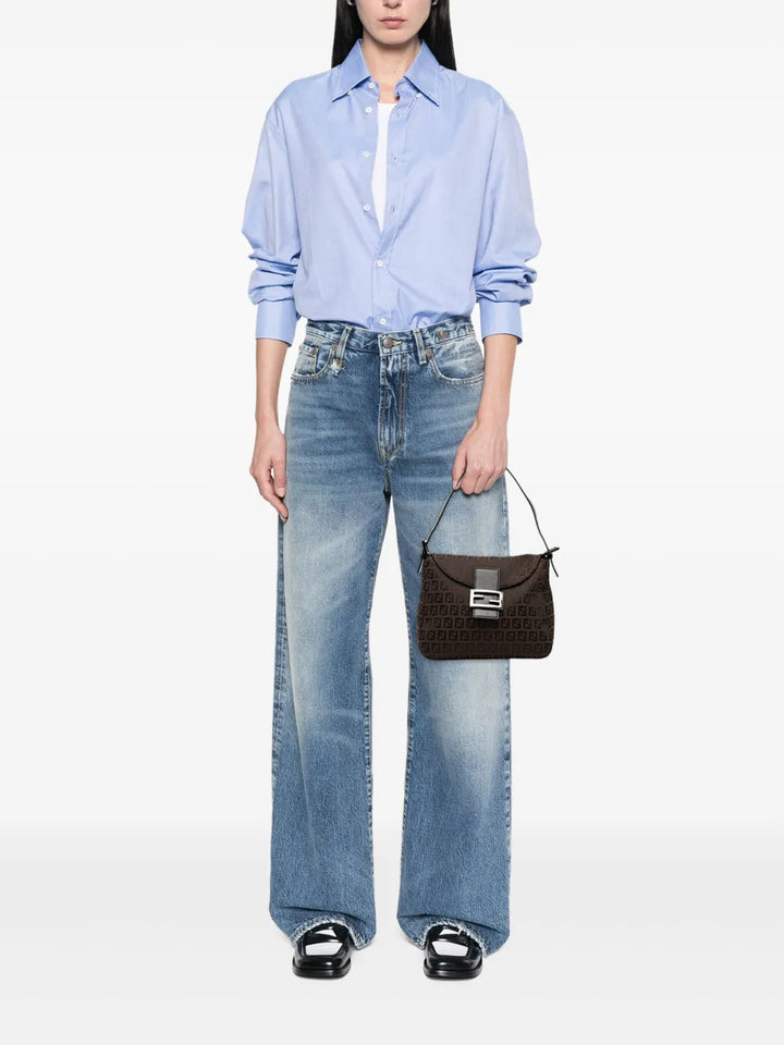 Fendi Pre Owned 2000 2010 Zucchino Canvas Double Flap Mamma Shoulder Bag — Same as shown — Size One Size — Side View
