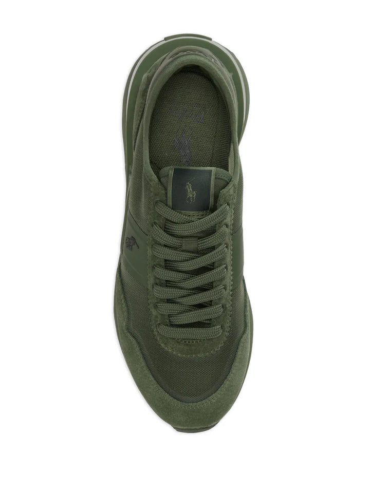 Polo Ralph Lauren Mesh Suede Train 89 Trainers — Green — Size US M 3.5 - US W 5 — Top View