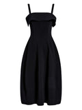 Proenza Schouler Blanca Ruffled Midi Dress — Black — Size XS — Front View