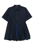 Maje Drawstring Mini Dress — Blue/ Navy/ Red — Size XS — Front View