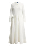 Polo Ralph Lauren Henley Style Maxi Dress — White/ Red — Size XS — Front View
