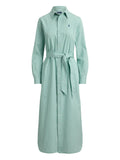 Polo Ralph Lauren Striped Midi Dress — Red/ Green — Size S — Front View