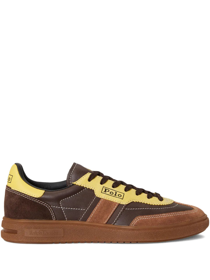 Polo Ralph Lauren Bedford Suede Side Stripes Trainer — Brown — Size US M 3.5 - US W 5 — Front View