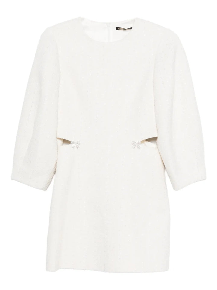 Maje Cut Out Bow Cotton Dress — White — Size XS — Front View