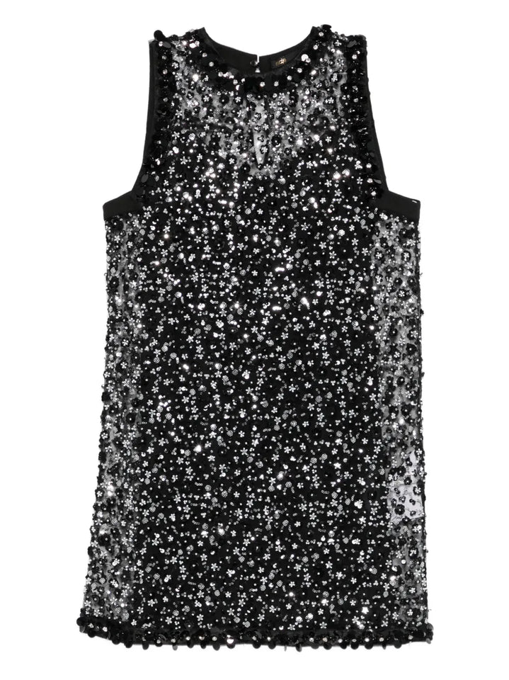 Maje Beaded Sleeveless Mini Dress — Black — Size XS — Front View