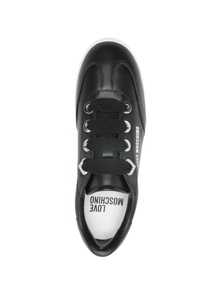 Love Moschino Logo-Detail Leather — Black — Size US M 3.5 - US W 5 — Top View