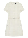 Versace Check Pattern Cotton Mini Dress — White — Size XS — Front View