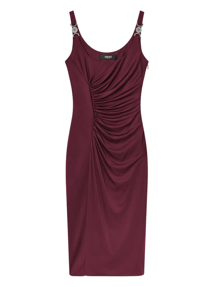 Versace Medusa Hardware Midi Dress — Red — Size XS — Front View