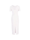 Roland Mouret Crepe Midi Dress — Beige/ Cream — Size S — Front View