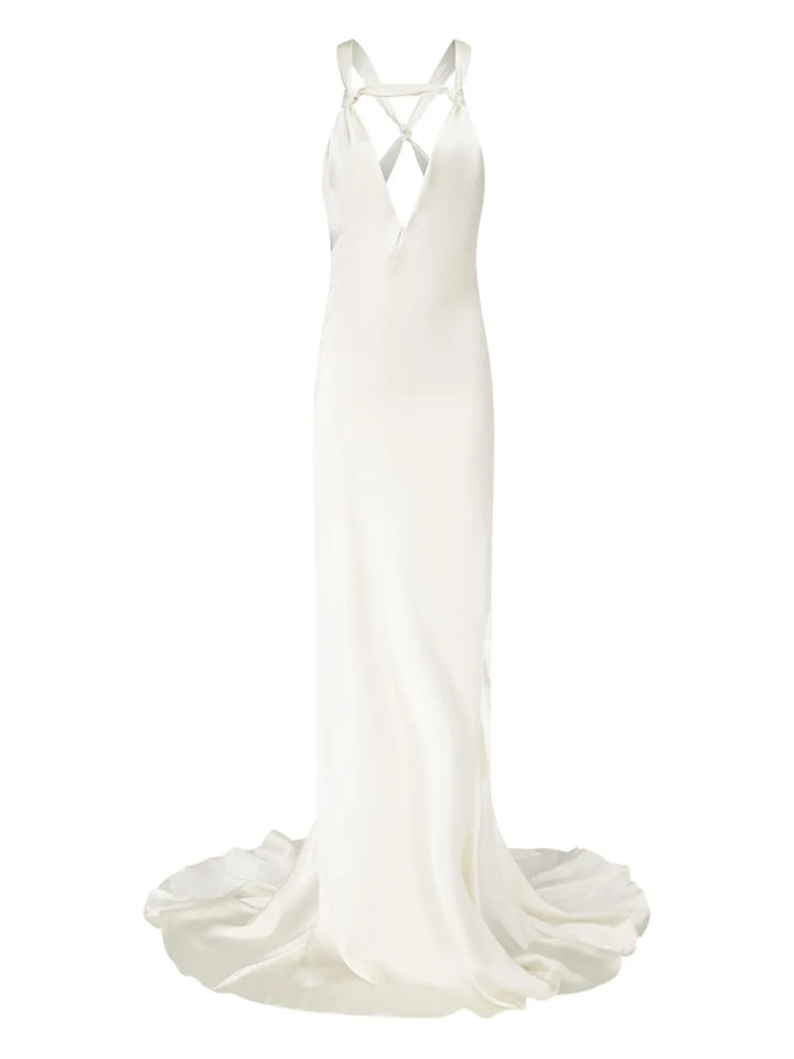 Ludovic De Saint Sernin Carrie Criss Cross Dress — White — Size XS — Front View