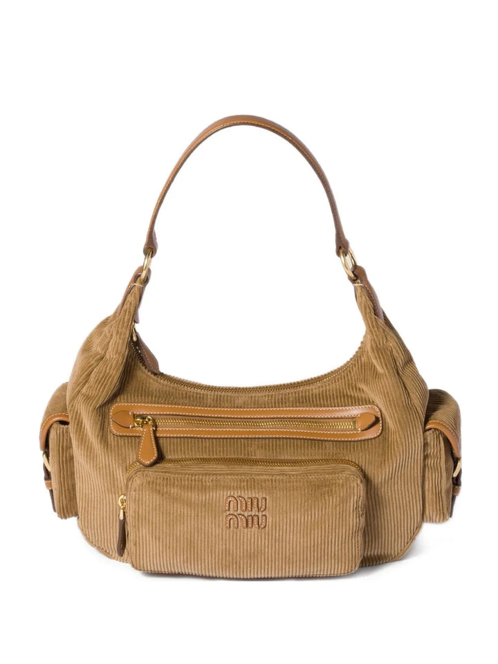 Miu Miu Pocket Corduroy Shoulder Bag — Same as shown — Size One Size — Front View
